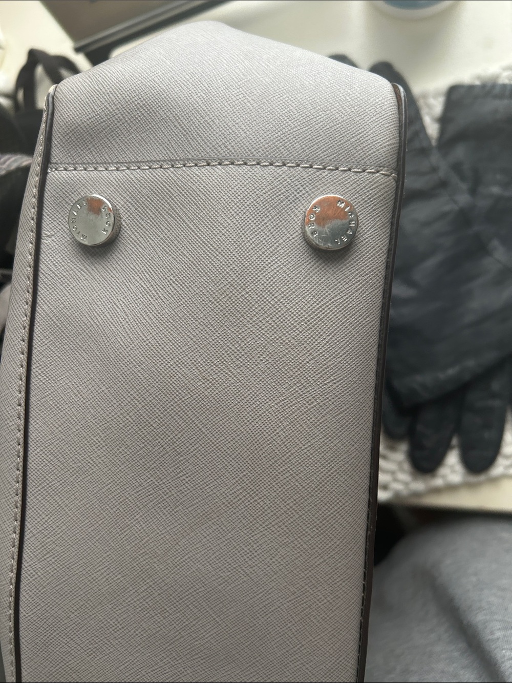 Michael Kors Taupe Gray Leather Shoulder Bag - Picture 12 of 16